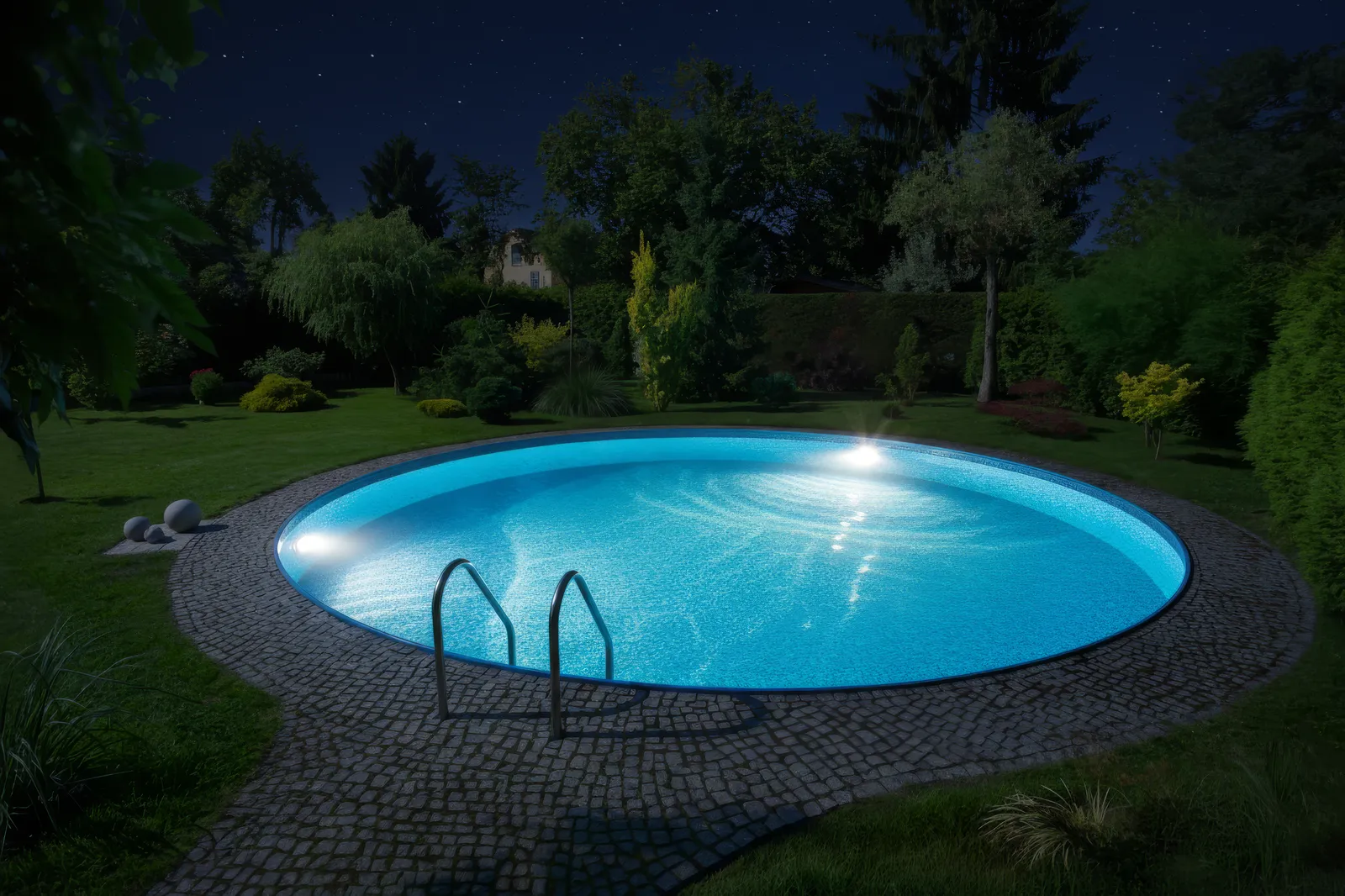 Gece aydınlatmalı Bora havuz